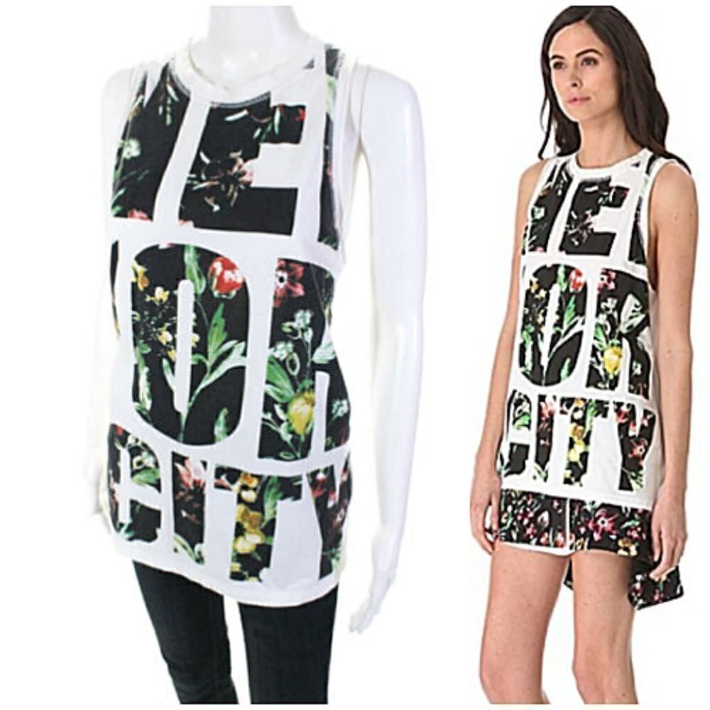 3.1 Phillip Lim Floral New York City Muscle Tank S